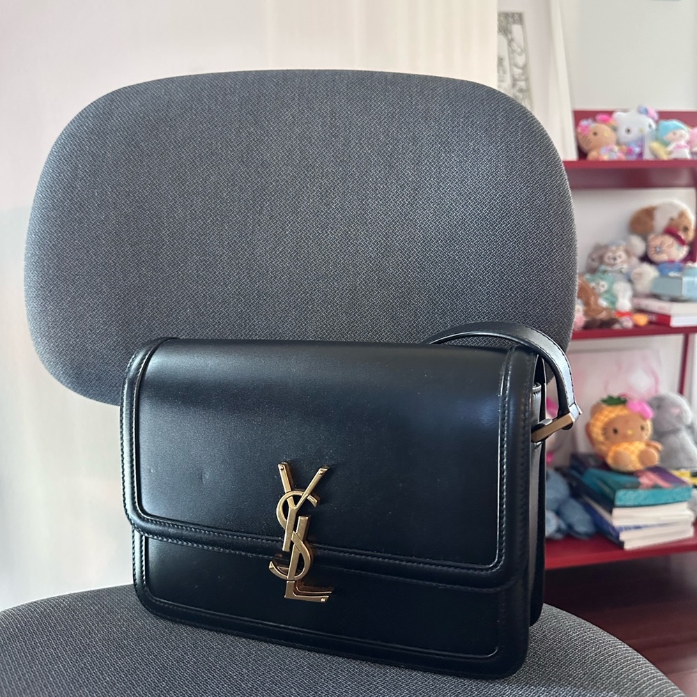 Yves Saint Laurent Black Crossbody Bag with Gold Logo - Picture 3 of 3
